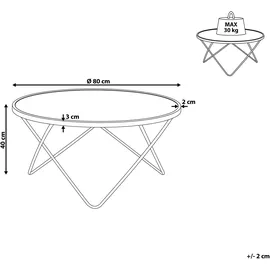 Beliani Couchtisch Schwarz Gold Sicherheitsglas Metall 40 cm