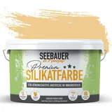 SEEBAUER diy Silikatfarbe Beige 2,5L für Innen (No. 402 Banana Splitt) Atmungsaktive Mineralfarbe für Allergiker - Abwaschbare Wandfarbe - Beigetöne hohe Deckkraft