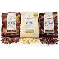Callebaut 811,823,W2 Kuvertüre Callets im Set: Zartbitter-, Milch-, und weiße Schokolade - 3x400g