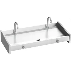 Kollektives handwaschbecken mit kalt-warmem mischsystem 2 druckknöpfen und armaturen - 1000x450x190 mm - 20634160 Eurast