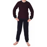 Normann Pyjama Kuscheliger Jungen langarm Frottee Schlafanzug mit Bündchen rot 152