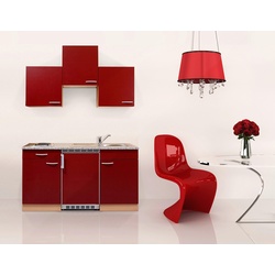 Küchenzeile mit Geräten Rot/Steinoptik B: ca. 150 cm