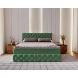 Kaiser Möbel Chesterfield-Kontinentalbett Luxury Stoff Royal Velvet Grün 120x200 cm - Grün