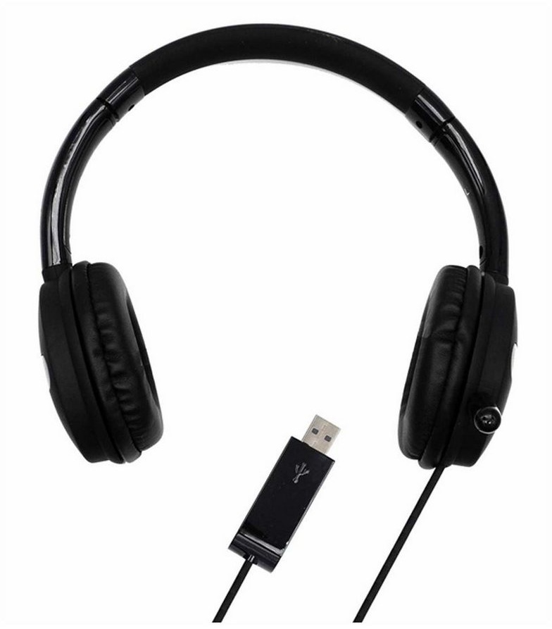 Vivanco Smartphone-Headset (On Ear Stereo Kopfhörer mit USB Anschluss, Weiches Kopfband für o) schwarz
