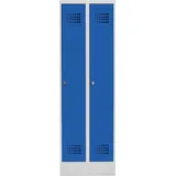 Stier Garderobenspind Premium mit Sockel 2 Abteile Drehriegel lichtgrau/enzianblau
