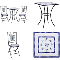 vidaXL 3 tlg. Bistro Set Mosaik Keramik Blau und Weiß - Mosaik Bistro-Set - Mosaik Bistro-Sets - Bistroset - Bistrosets