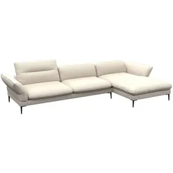 Ecksofa FLEXLUX "Salino, Funktionssofa mit Recamiere, Relaxsofa, Ecksofa", weiß (warm weiß), B:340cm H:88cm T:182cm, Sofas, Sofa mit Arm- und Kopfteil-Verstellungen, Kaltschaum & Stahl-Wellen