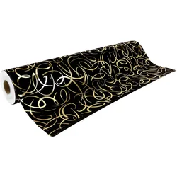 Clairefontaine Geschenkpapierrolle Premium 80g 50x0,70m, arabesk gold auf schwarzem Hintergrund - Schwarz 211954C