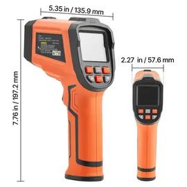 Vevor Infrarot Thermometer -30°C bis 1600°C, Digitales IR-Temperaturmessgerät mit LCD-Display Typ-K-Thermoelement & Dual-Laser, Berührungslose Temperaturpistole für Kochen Industrie (Nicht für Menschen)