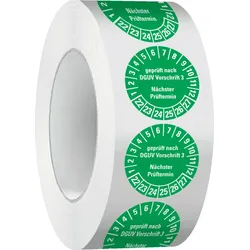 Prüfplakette geprüft DGUV Vorschrift 3 - Nächster Prüftermin 24-29- Rot - Ø 30mm...