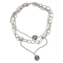 URBAN CLASSICS Ocean Layering Necklace (TB4325-00473-0050) (silver)
