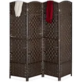 Relaxdays Paravent Raumteiler, HxB: 170x160 cm, faltbarer Raumtrenner, 4-teiliger Sichtschutz, Holz & Papierseil, braun