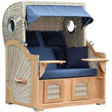 deVries Strandkorb - 140x161x160cm - dunkelblau - Holz / Polyethylen / Polyurethan