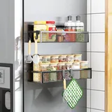 Set Mit 2 Magnetischen Kühlschrankablagen Und 4 Abnehmbaren Haken Für Mehr Ordnung Und Aufbewahrung In Der Küche