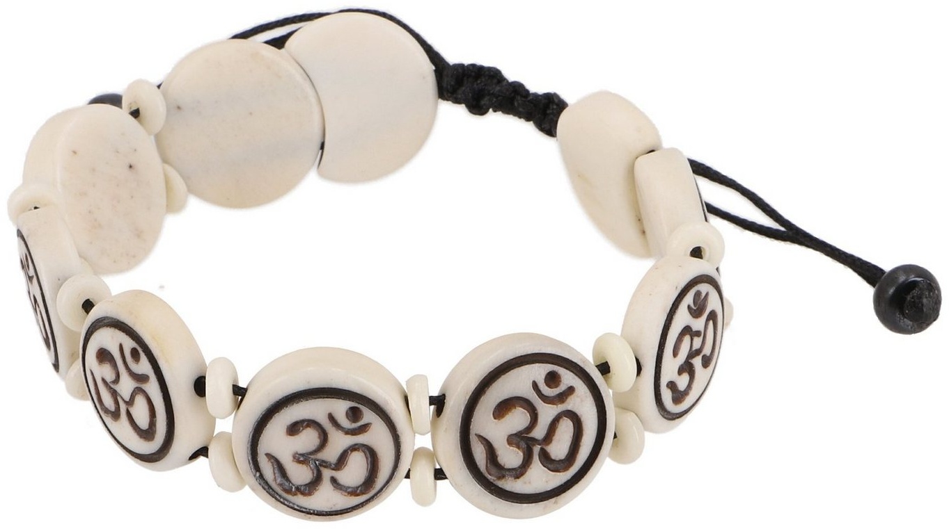 Guru-Shop Armreif Buddhistisches Armband OM - weiß Modell 6 weiß