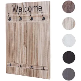 Mendler Garderobenpaneel HWC-C89 Welcome 91 x 60 cm Naturbraun