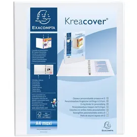 Exacompta 51941E Präsentationsringbuch KreaCover Kunststoffbezug außen und innen. 4 Ring-Mechanik DIN A4 Füllhöhe 20 mm ideal für Angebots- und Unternehmenspräsentationen weiß