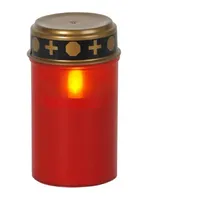STAR TRADING LED-Kerze LED Grablicht Grabkerze gelb flackernd Friedhofkerze H: 12cm Timer rot
