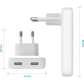 FIXED Ladegerät 45W PD 3.0 2x USB-C, Fixed Slim Gan Charger, Weiß