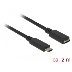 USB-C 3.1 Gen 1 Verlängerung, C-Stecker  C-Buchse, schwarz - Länge: 2,0m
