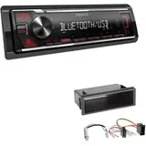 EHO Kenwood KMM-BT209 1-DIN Autoradio Media Receiver Bluetooth USB AUX mit Einbauset passend für Volkswagen VW Bora und Bora Variant 1998-2004 schwarz