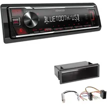 EHO Kenwood KMM-BT209 1-DIN Autoradio Media Receiver Bluetooth USB AUX mit Einbauset passend für Volkswagen VW Bora und Bora Variant 1998-2004 schwarz
