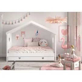 Vipack Hausbett Amori 213 x 171,7 x 98,7 cm Kiefer massiv weiß lackiert