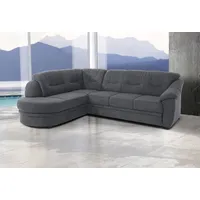 Ecksofa SIT & MORE "Savoni L-Form" Sofas Gr. B/H/T: 267cm x 90cm x 206cm, Luxus-Microfaser ALTARA NUBUCK, Ottomane links, mit Bettfunktion, grau (dunkelgrau) wahlweise mit Bettfunktion