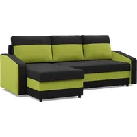 Ecksofa mit Schlaffunktion, Universelle Seite, Schwarz + Grün