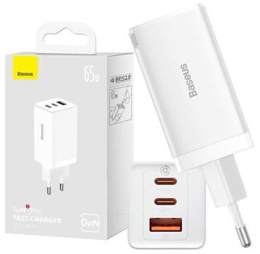 Wall charger GaN5 Pro 2xUSB-C + USB 65W (white)