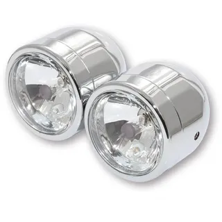 Shin Yo Set mit 2 Chromscheinwerfern, Fern- + Abblendlicht E-gepr., silber