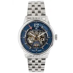 Carl von Zeyten -Schramberg Herrenuhr Silber Blau Skelettuhrwerk 43mm- CVZ0080BLMS