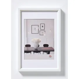 walther design Bilderrahmen weiss 40 x 60 cm mit Passepartout, Steel Style Kunststoffrahmen ES460W