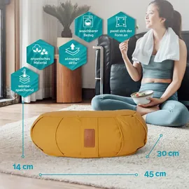 #DoYourYoga Yoga-Kissen »Ganesh« mit Bio-Buchweizenschalen | Halbmond 45 x 30 x 14 cm | indischgelb