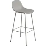 Muuto Fiber Barhocker 75 cm, grau mit Rückenlehne,