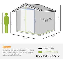 Outsunny - Gerätehaus - 213L x 130B x 185H cm - kohlegrau