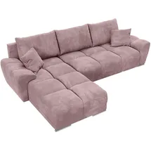 bromarkt Ecksofa NUBES Schlaffunktion Bettkasten L-Form 298x184x85cm Rosa, - Rosa