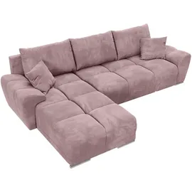 bromarkt Ecksofa NUBES Schlaffunktion Bettkasten L-Form 298x184x85cm Rosa, - Rosa