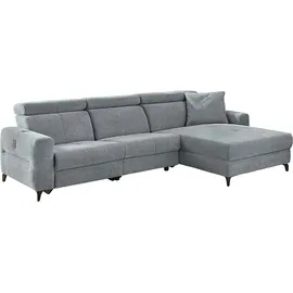 Jockenhöfer GRUPPE Monaco L-Form mit elektromotorischer Relaxfunktion und« induktiver Lademöglichkeit + USB-A Ladeport, verstellbare Kopfstützen grau