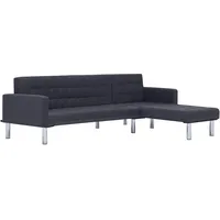 vidaXL Schlafsofa in L-Form Dunkelgrau Polyester