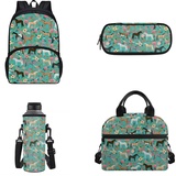 xixirimido 4-teiliges Kinder-Schulrucksack-Set, Lunchbox, Flaschenträger für Jungen und Mädchen, Pferd Floral, Einheitsgröße, Lässiger Tagesrucksack