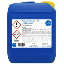 Herrlan Wasserstoffperoxid 9% FOOD GRADE I 5 Liter I stabilisiert I PZN-16569682  I Made in Germany