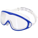 SWAUSWAUK Schwimmbrille Kinder - Kind Taucherbrille Mädchen Jungen 4-12 Jahre Größere Linse Wasserdicht Anti Fog (Blau & Weiß1)