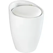 Wenko Badhocker Candy Weiß matt, Sitzgelegenheit, Hocker mit Stauraum für Badezimmer und Wohnzimmer, integrierter Wäschesammler, ABS-Kunststoff, BPA-frei, Fassungsvermögen 20 L, Ø 36 x 50,5 cm