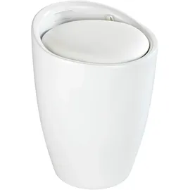 Wenko Badhocker Candy Weiß matt, Sitzgelegenheit, Hocker mit Stauraum für Badezimmer und Wohnzimmer, integrierter Wäschesammler, ABS-Kunststoff, BPA-frei, Fassungsvermögen 20 L, Ø 36 x 50,5 cm