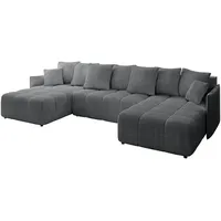 altdecor Ecksofa Cord 6-Sitzer Dunkelgrau