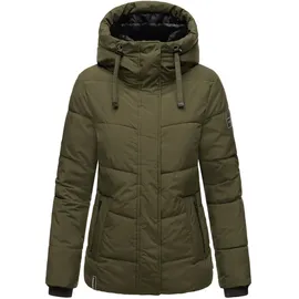 Navahoo Damen, Winterjacke mit Kapuze und abnehmbaren Kunstfell-Kragen Sag ja XIV Dark Olive Gr. L - L