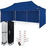 Economic Star Partyzelte Wasserdicht mit 3 Seitenteile + 4 Seile und Partyzelt Heringe + Schutzhülse für Rennzelt, UV-Schutz 50+ Pop-Up pavillon Metall (3x6, Blau)