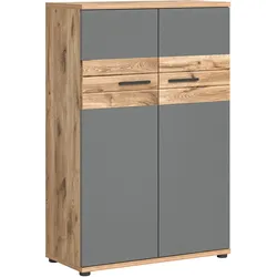 Aktenschrank INOSIGN "Riga, Breite 80cm, in Nox Oak Nachbildung und Basalt grau", grau (nox oak nb), B:80cm H:122cm, FSC-zertifizierter Holzwerkstoff, Schränke, Büroschrank, Büroeinrichtung, Arbeitszimmer, Stauraumschrank