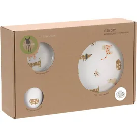 Lässig Kindergeschirrset aus Porzellan und Silikon Little Mateys orange